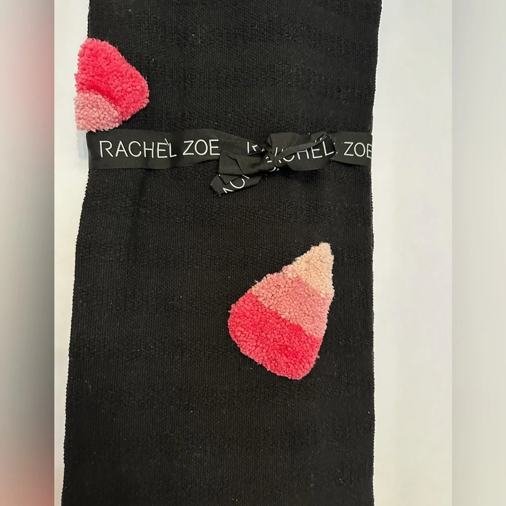 NWT Rachel Zoe Candy Corn Pink Black Throw Blanket Halloween Tassel Viral TikTok - Picture 4 of 7